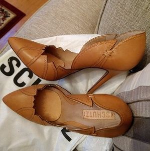 Schutz laser cut nude heels size 10